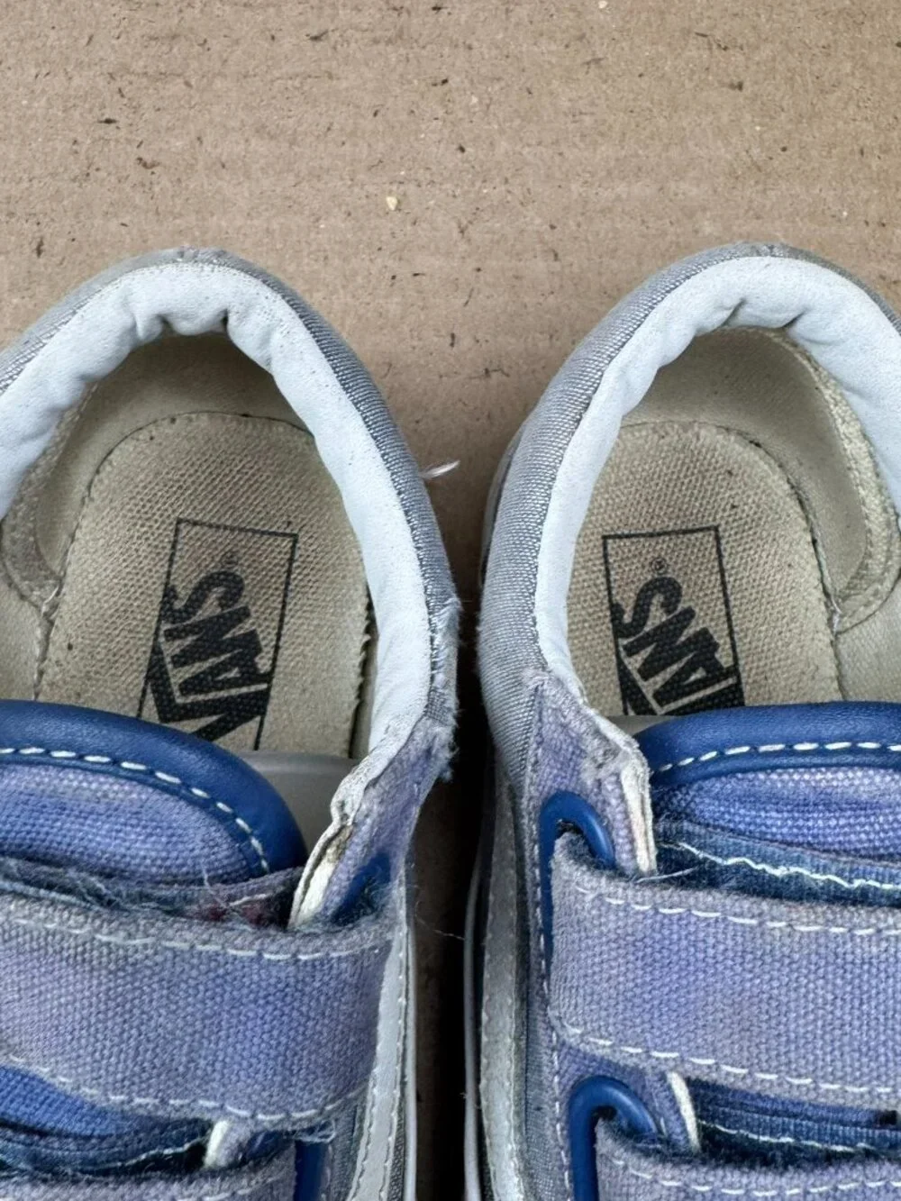 Kids' Vans Blue Canvas Hook and Loop Sneakers Size 12.5 Damage